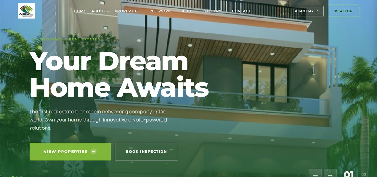Preview of the Blockwell Real Estates website