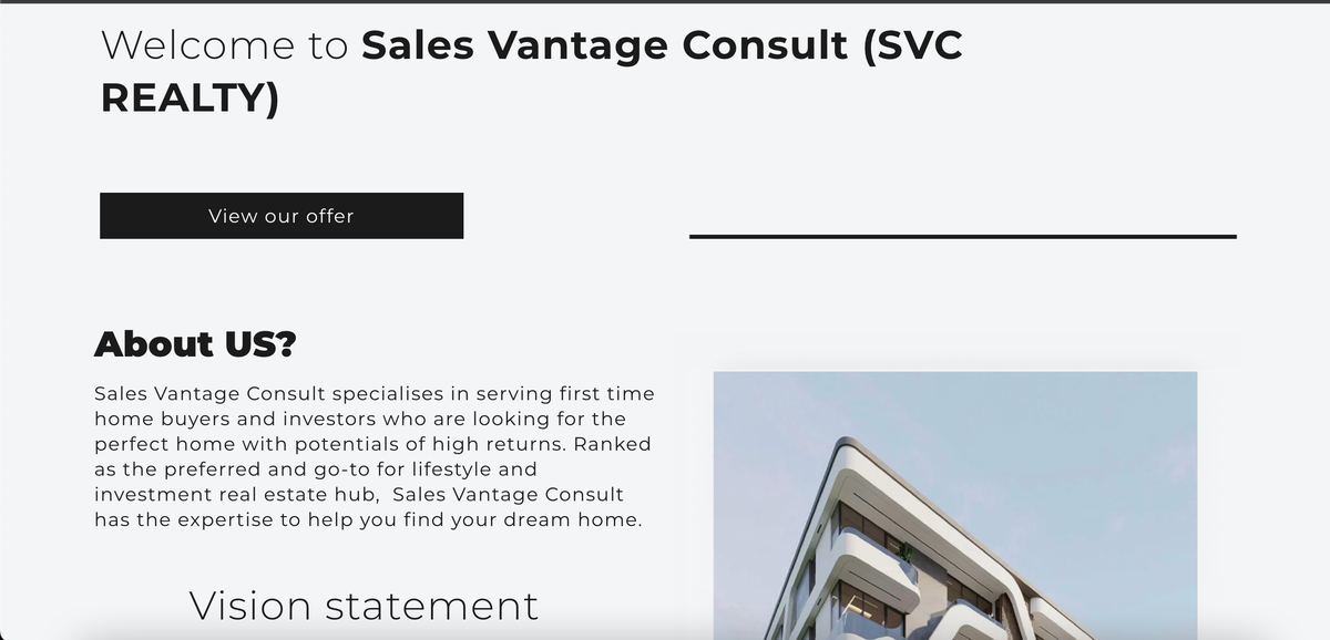 Preview of the Sales Vantage Consult website