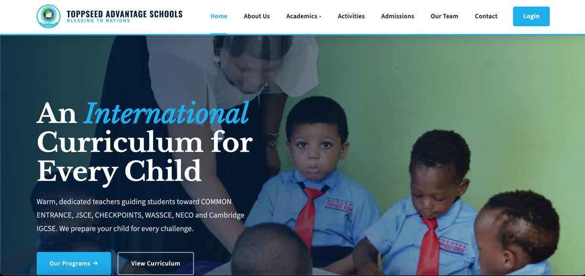Preview of the Toppseed Advantage Schools website